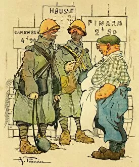 Puttees Collection: Cartoon, At the bistro, WW1