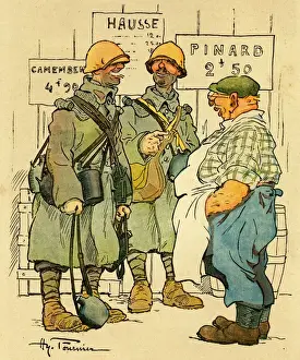 Cartoon, At the bistro, WW1