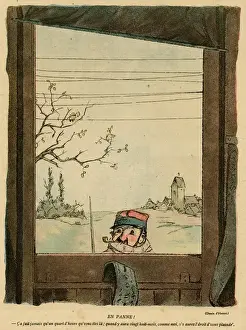 Guarding Prints: Cartoon, Broken down, WW1