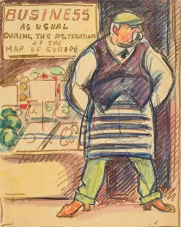 Images Dated 27th March 2018: Cartoon, Business as Usual, by Rodo Pissarro, WW1