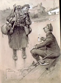 Kite Prints: Cartoon, A Busmans Holiday, WW1