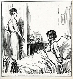Pillow Prints: Cartoon, Child sent to bed for misbehaviour