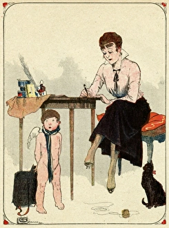Cartoon, the Christmas parcel, WW1