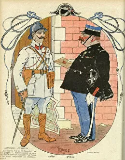 Cartoon, Delivering a letter, WW1