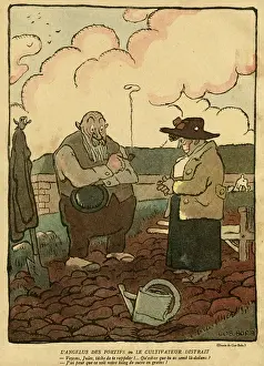 Cartoon, The distracted gardener, WW1