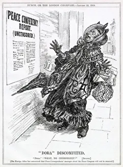 Images Dated 6th November 2020: Cartoon, Dora Discomfited -- when peace returns after the end of World War One