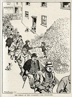 Collector Prints: Cartoon, The Dream of the Cigarette Card Collector