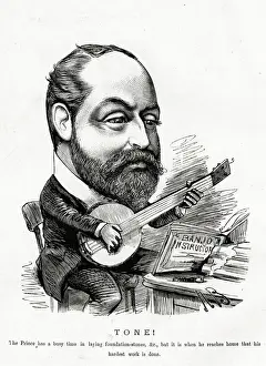 Stringed Prints: Cartoon, Edward, Prince of Wales, playing the banjo
