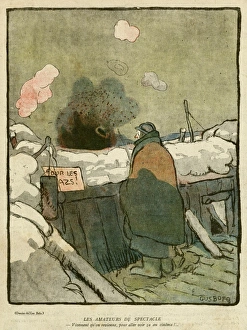 Images Dated 16th October 2015: Cartoon, Explosion on a battlefield, WW1
