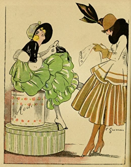 Naive Collection: Cartoon, Two fashionable French women, WW1
