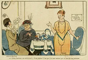Images Dated 16th October 2015: Cartoon, French ladies speaking army slang, WW1