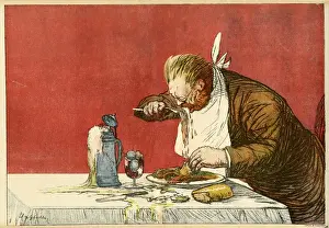 Cabbage Prints: Cartoon, German man eating, WW1