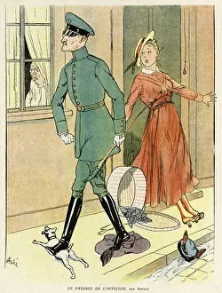 Mess Prints: Cartoon, German officer passing by, WW1