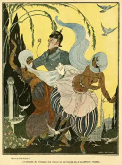 Harem Prints: Cartoon, German relations with the Middle East, WW1
