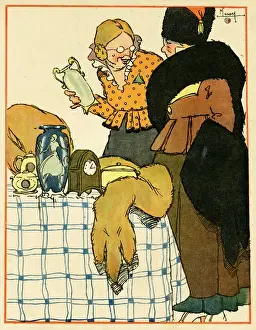 Fragile Prints: Cartoon, German women at Christmas, WW1