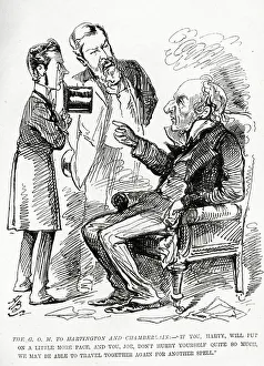 Acte Gallery: Cartoon, Gladstone, Hartington and Chamberlain
