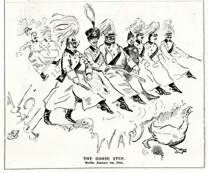 Aggressive Gallery: Cartoon, The Goose Step, Berlin, 1 January 1914