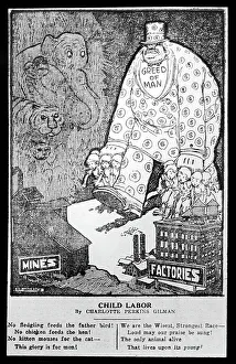 Cartoon about greed and child labour in America