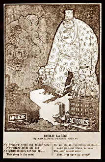 Cartoon about greed and child labour in America