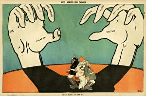 Cartoon, The Hands with Right on their Side, WW1 Cartoon, The Hands with Right on their Side, WW1