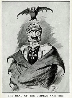 Reims Collection: Cartoon, The Head of the German Vam-Pire, WW1