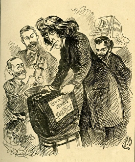 Images Dated 21st April 2017: Cartoon, Henry Irving setting off on his American tour