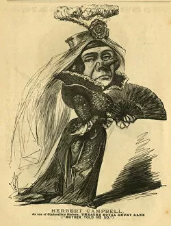 Cartoon, Herbert Campbell as an Ugly Sister