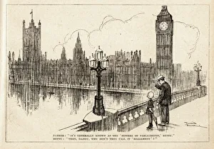 Cartoon, Houses of Parliament, London