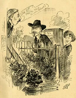 Stephens Collection: Cartoon, John Hollingshead and two street musicians