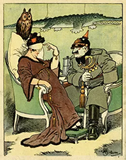 Blindfold Collection: Cartoon, Kaiser Wilhelm and a fortune teller, WW1