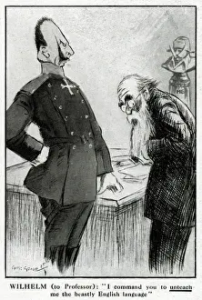 Linguistics Prints: Cartoon, Kaiser Wilhelm and professor, WW1