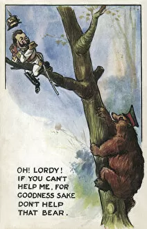 Cartoon, Kaiser Wilhelm and Russian Bear, WW1