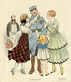 Greeted Prints: Cartoon, King for a Day, WW1