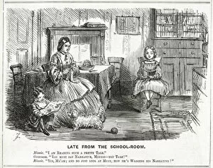 Governesses Gallery: Cartoon, Late from School-Room 1860