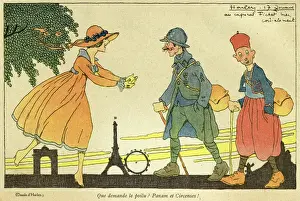 Cartoon, On leave in Paris, WW1