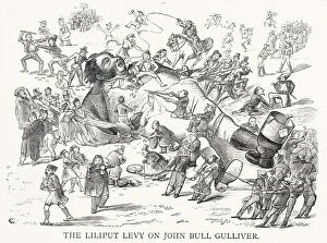Images Dated 10th February 2020: Cartoon, The Liliput Levy on John Bull Gulliver