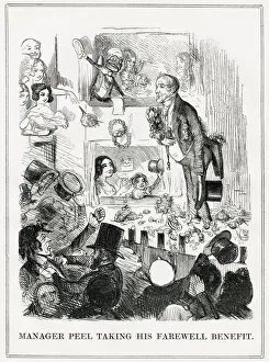 Images Dated 27th December 2019: Cartoon, Manager Peel Taking His Farewell Benefit