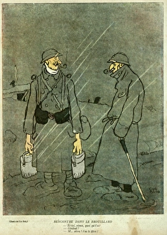 Images Dated 16th October 2015: Cartoon, Meeting in the fog, WW1