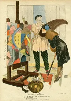 Abstract Prints: Cartoon, Modern artist and visitor