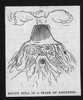 Volcano Prints: Cartoon, Mount Etna in a state of Eruption