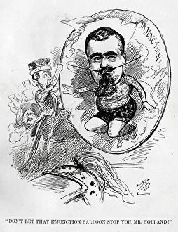 Peer Collection: Cartoon, Mr Holland and the injunction balloon