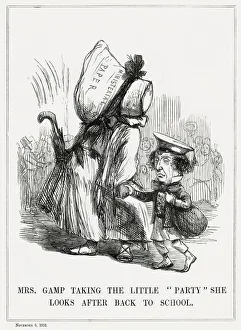 Images Dated 27th December 2019: Cartoon, Mrs Gamp Taking the Little Party... Back to School