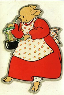 Pigs Collection: Cartoon, Mrs Pig cooking