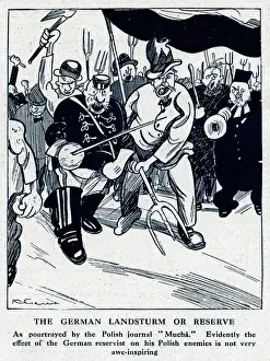 Makeshift Prints: Cartoon, Polish view of German reservists, WW1
