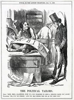 Disraeli Gallery: Cartoon, The Political Tailors (Disraeli and Gladstone)