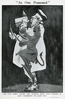 Cartoon, As One Possessed, WW1 Cartoon, As One Possessed, WW1