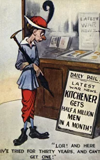 Kitchener Gallery: Cartoon on postcard, Kitchener news, WW1