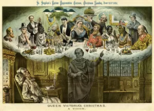 Dickens Collection: Cartoon, Queen Victorias Christmas, A Vision