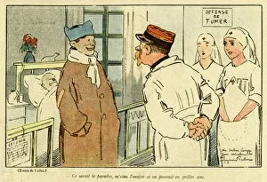 Cartoon, Scene in a hospital, WW1