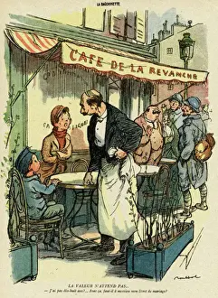 Regulations Prints: Cartoon, Scene outside a cafe, WW1